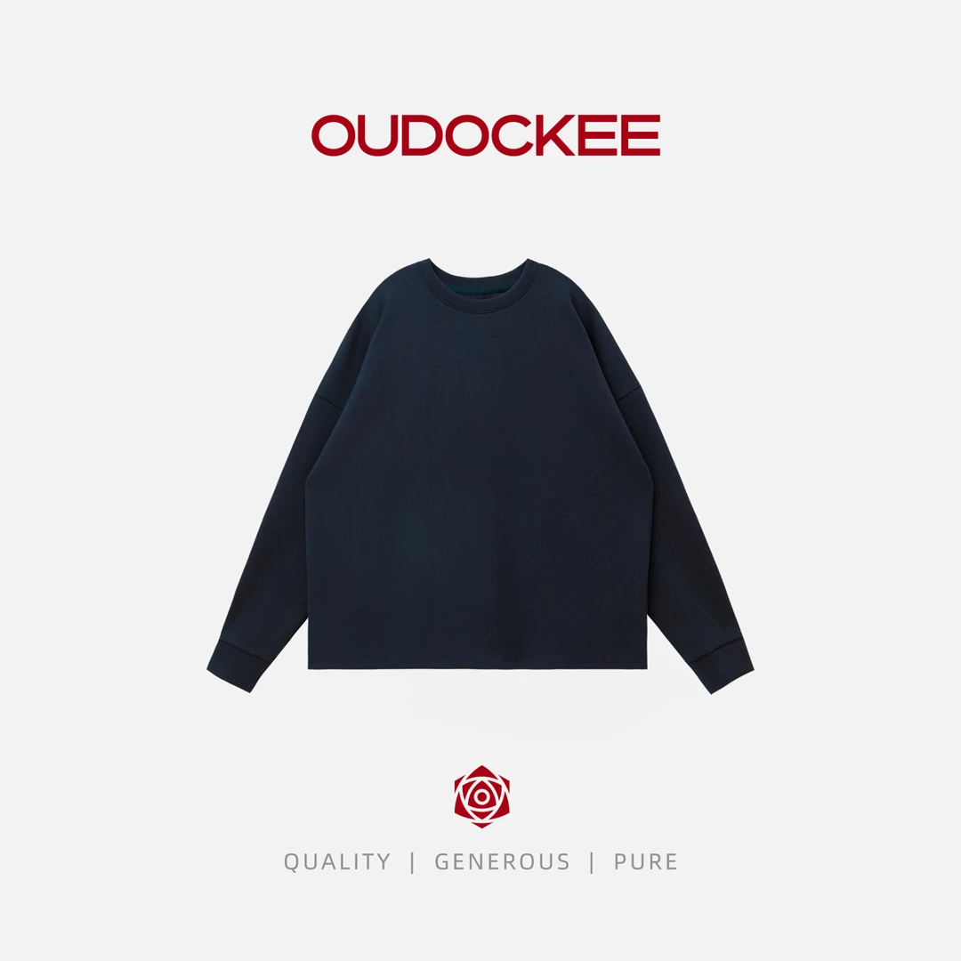 OUDOCKEE 鸥鸥 【棉】纯色简约廓形圆领百搭时髦感长袖 WACF646T