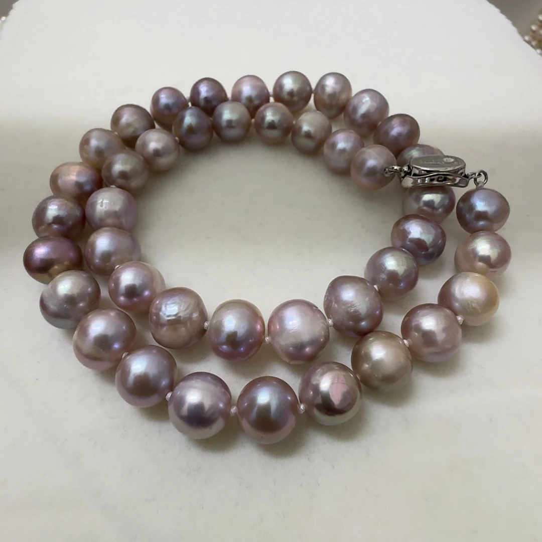 淡水珍珠颈饰银S925镶嵌10-11近圆微瑕