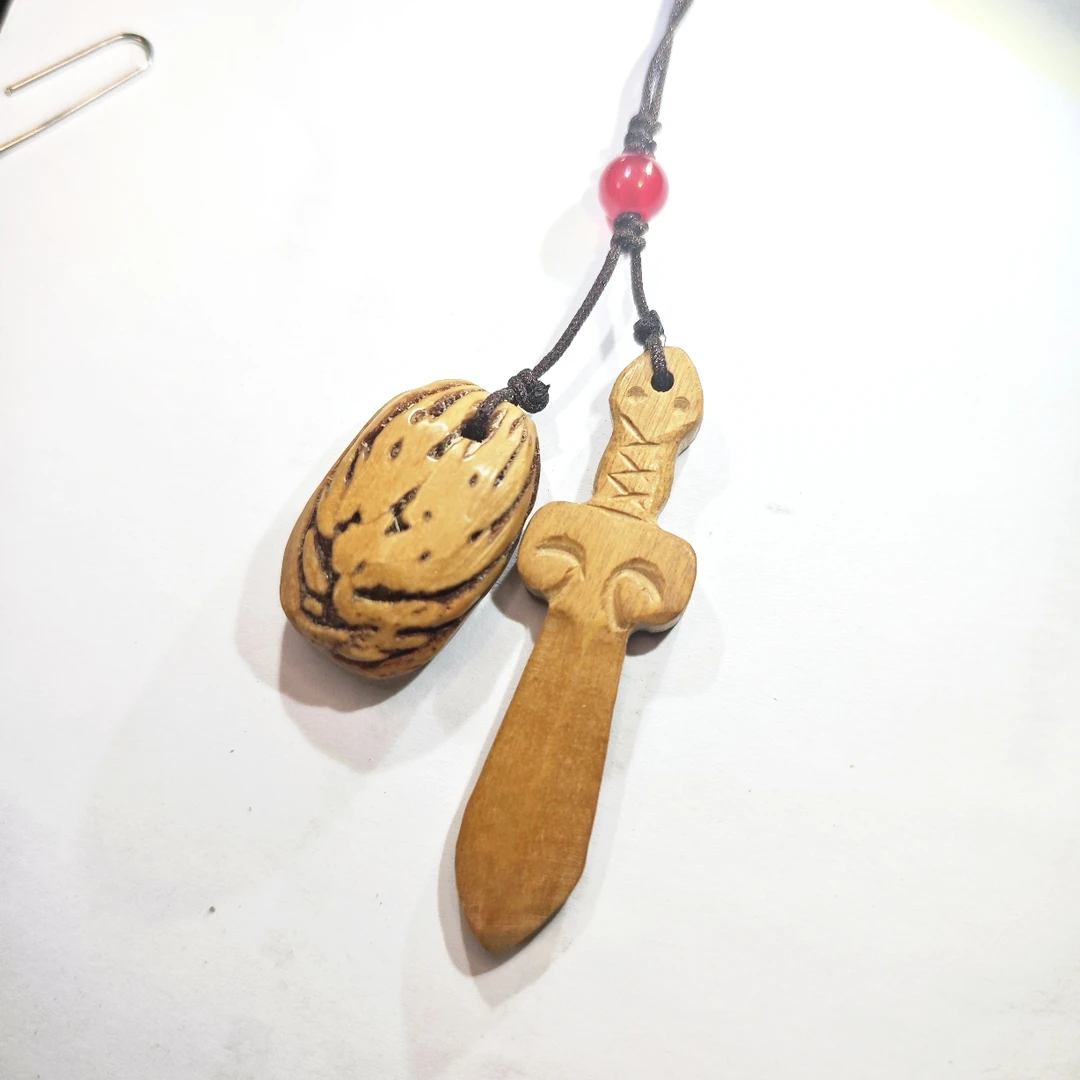 随身钥匙扣平安木雕新品小桃木剑手机挂件莲男女随身手机链