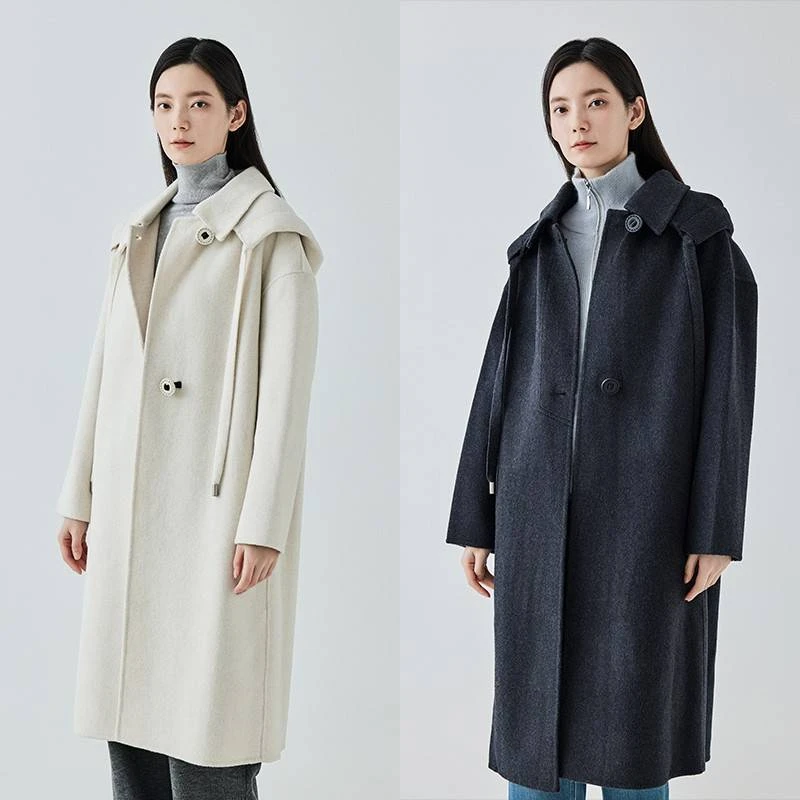 BSiEE本涩中长款大衣年秋冬新品时尚高级感毛呢外套女