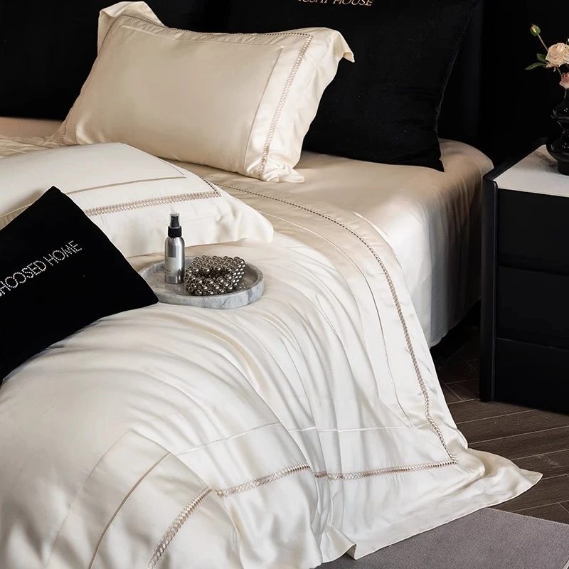 【柏林】简约轻奢高支长绒棉纯棉四件套春秋丝滑全棉被套床上用品