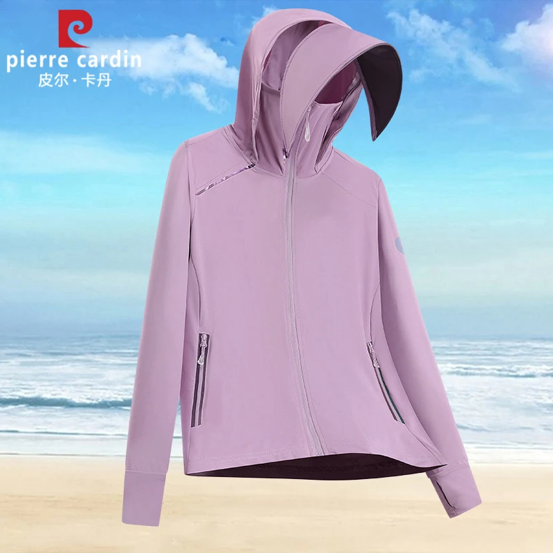 皮尔卡丹2025年防晒衣男女款夏季连帽休闲外套防晒衣女钓鱼皮肤衣