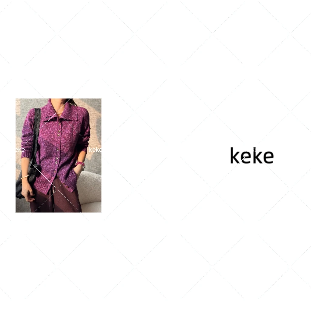 【可可品质生活】“暮山紫”25秋冬高克重夹花纱宽松长袖羊毛上衣