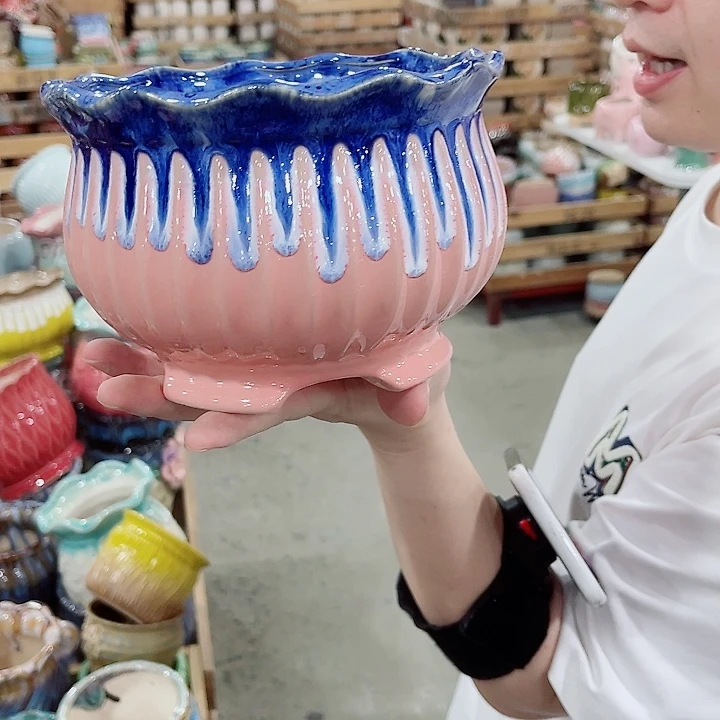 有孔，凑10元包邮陶瓷花盆发货！