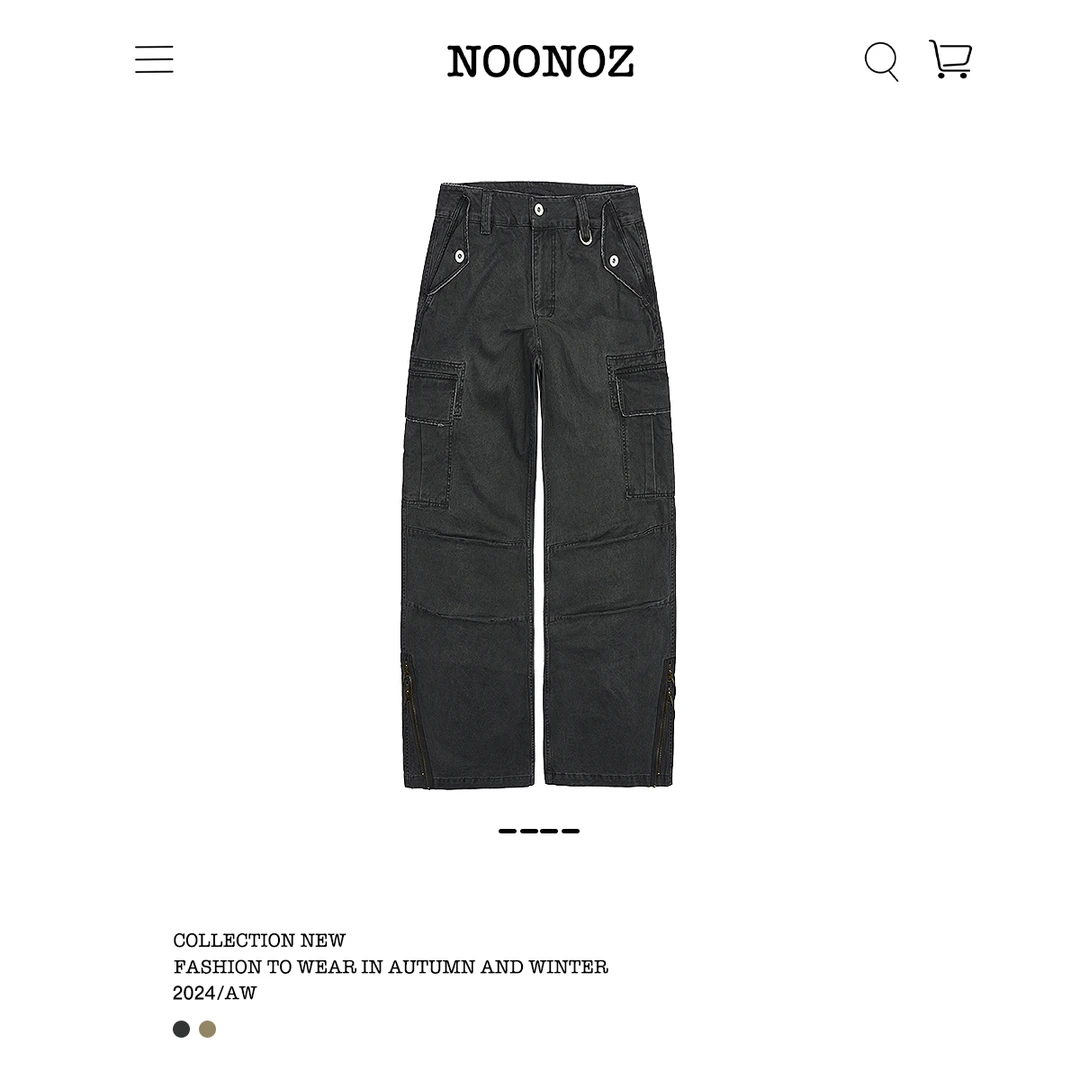 NOONOZ潮牌秋冬美式复古工装裤男做旧直筒裤子垂感街头微喇叭长裤