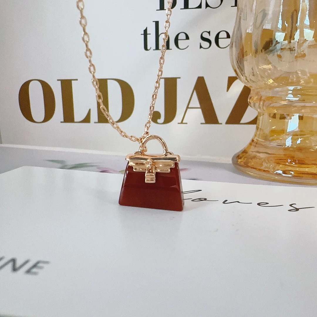 铜合金项链 4380 红色包包项链