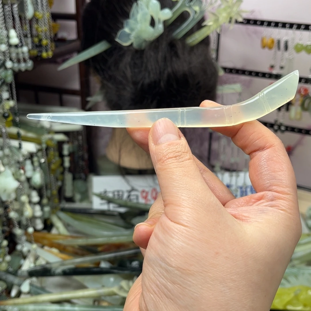 岫玉未镶嵌发饰长度15厘米左右