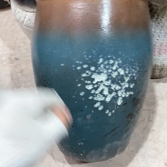 紫砂花盆口25高度36绿泼墨处理