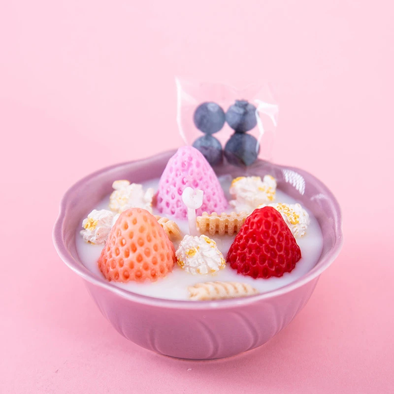 【直播间】谷物甜甜圈味 手作香薰蜡烛 水果碗