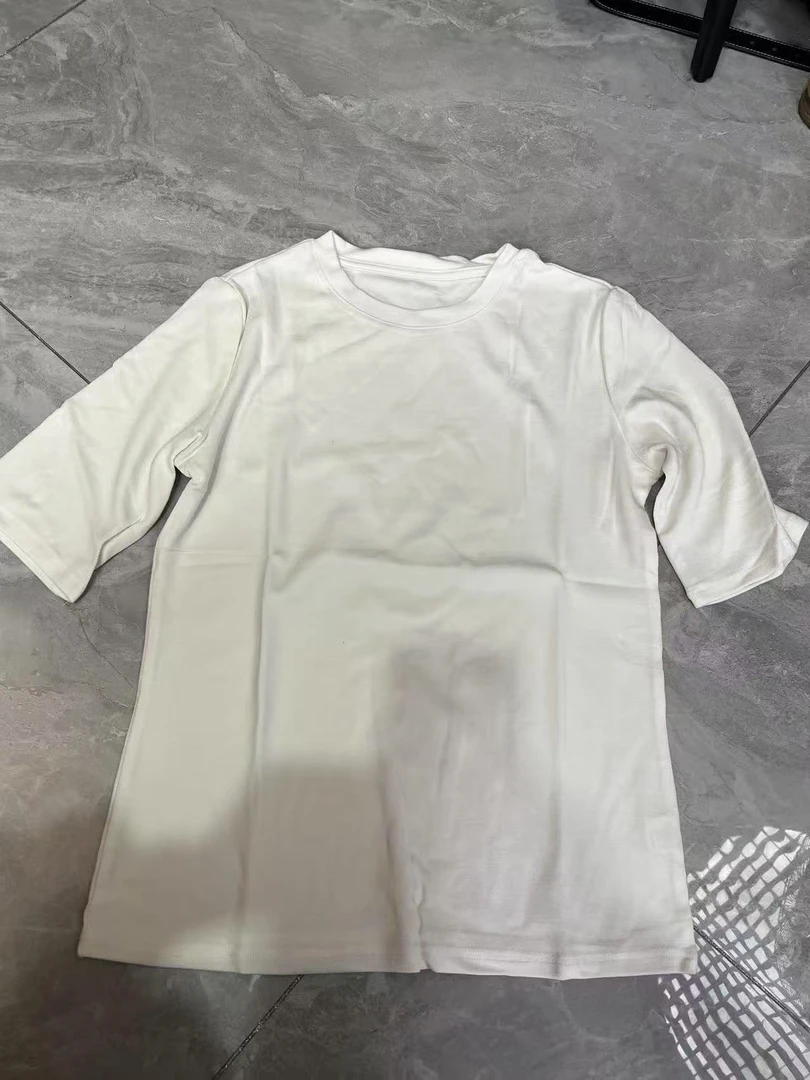 圆领针织少女风纯色五分袖T恤百搭宽松205【清】