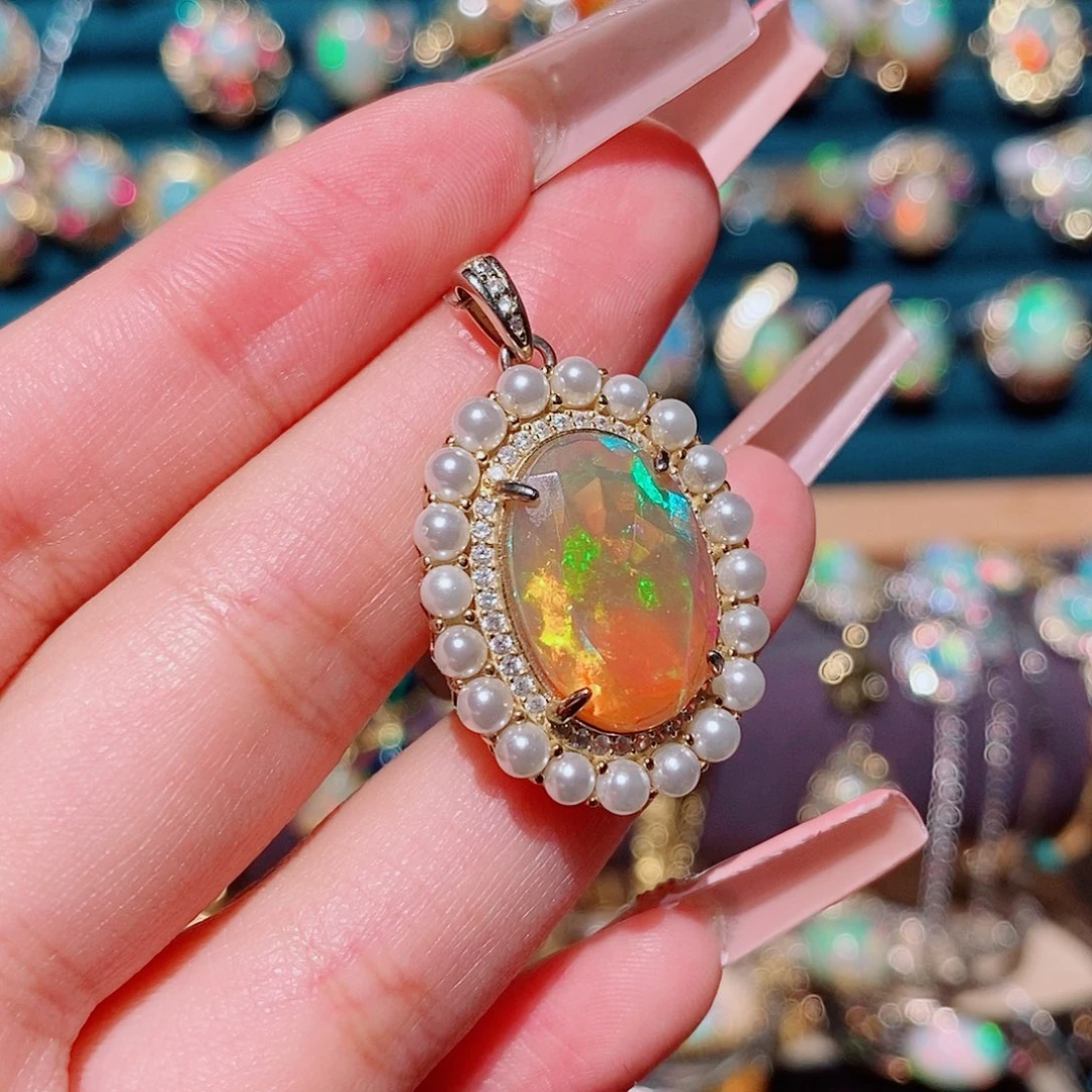 欧泊银S925镶嵌吊坠