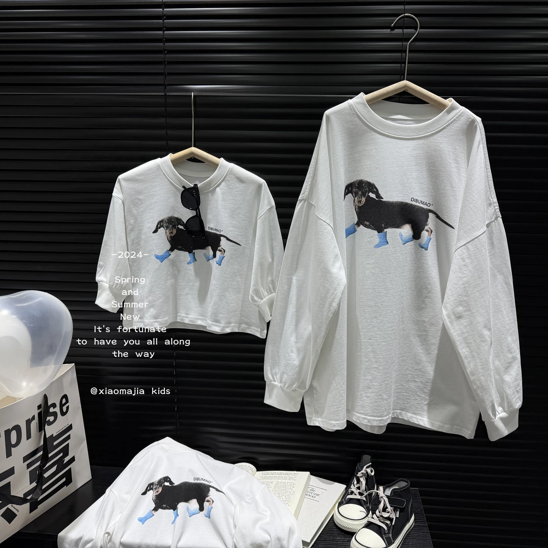 亲子款春季韩版卫衣D-5089纯棉打底衫潮流时尚帅气宽松圆领百搭