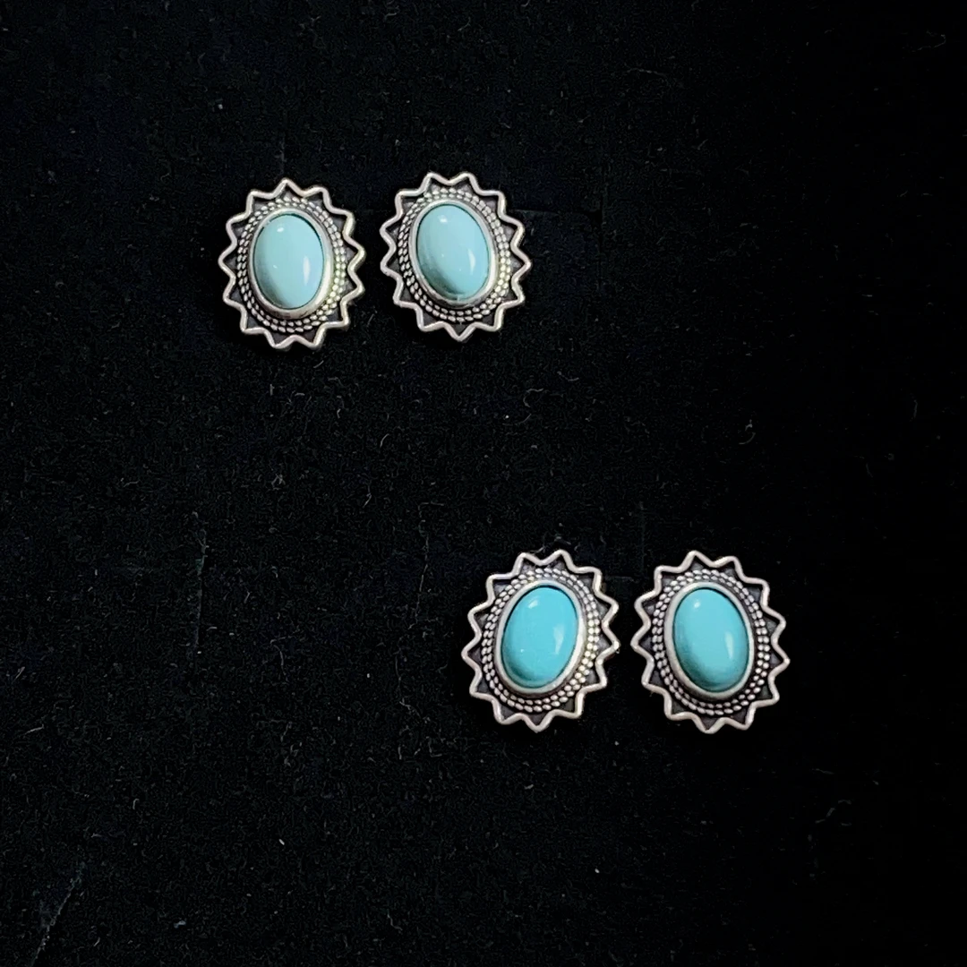 2888/ ZY888-837 精美时尚款绿松石耳钉/多样性发货/一对