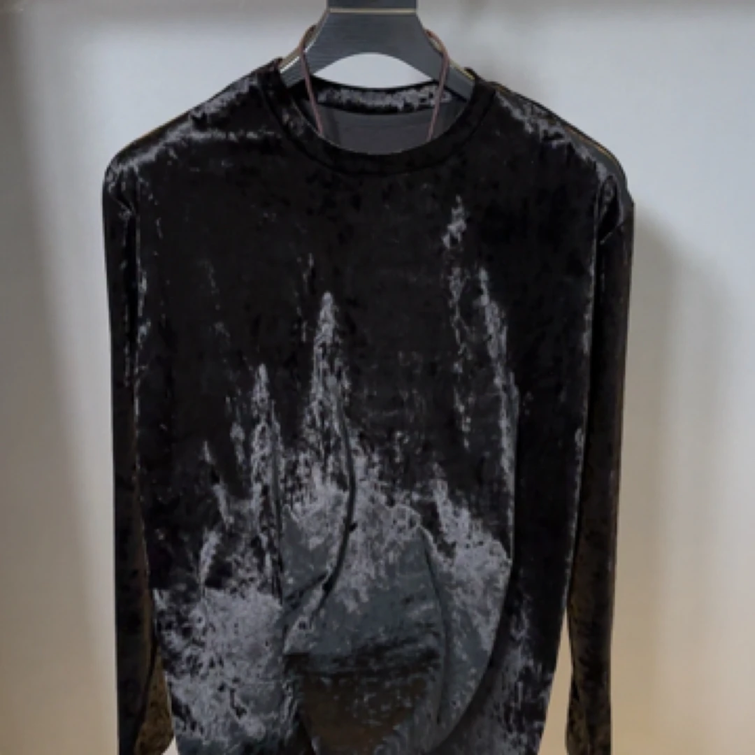 2025新款潮牌轻奢男装长袖丝绒高端美式上衣百搭