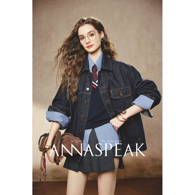 ANNASPEAK海星丹宁 欧洲进口BOSSA环保全棉 重工水洗牛仔外套女AS