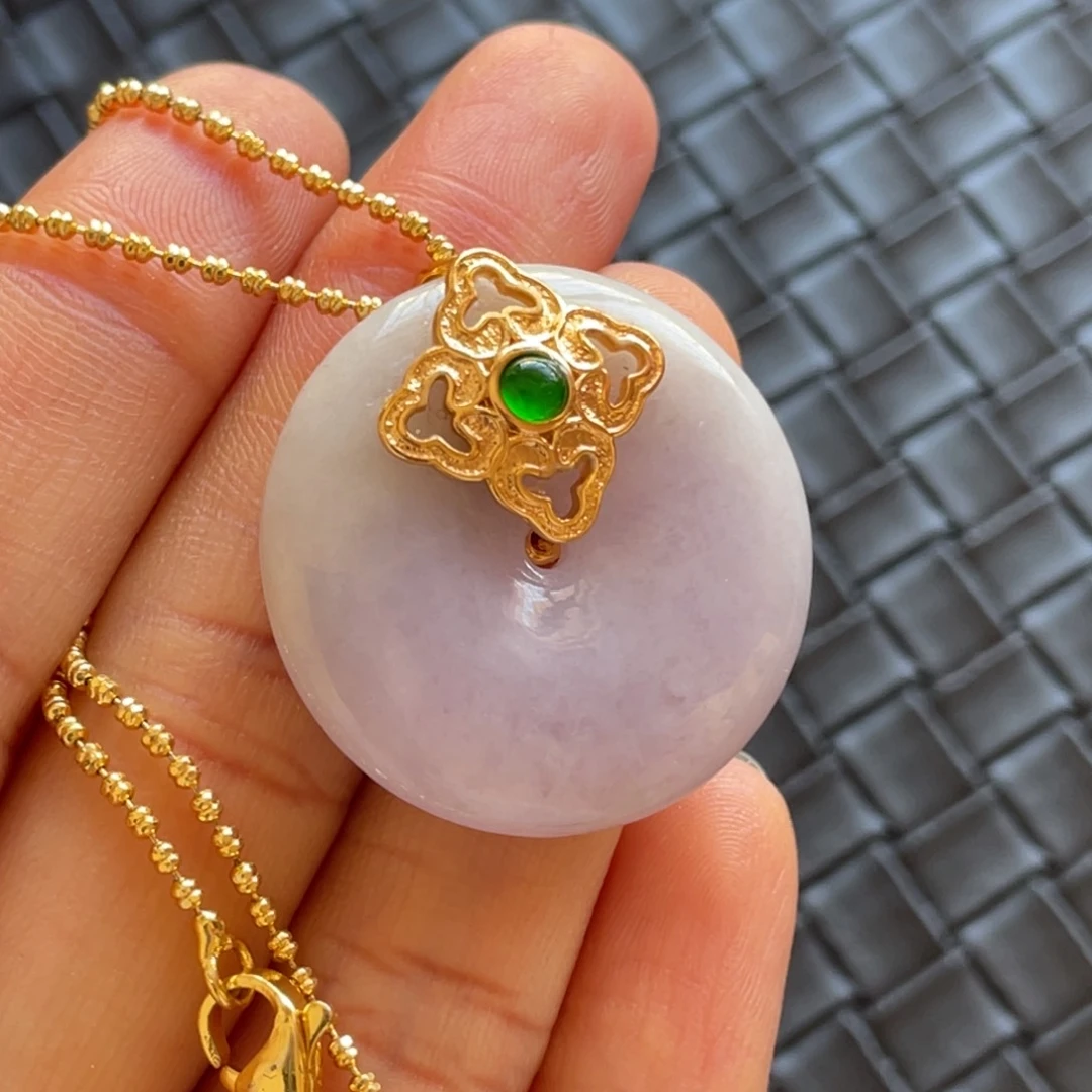 翡翠颈饰银S925镶嵌不退换