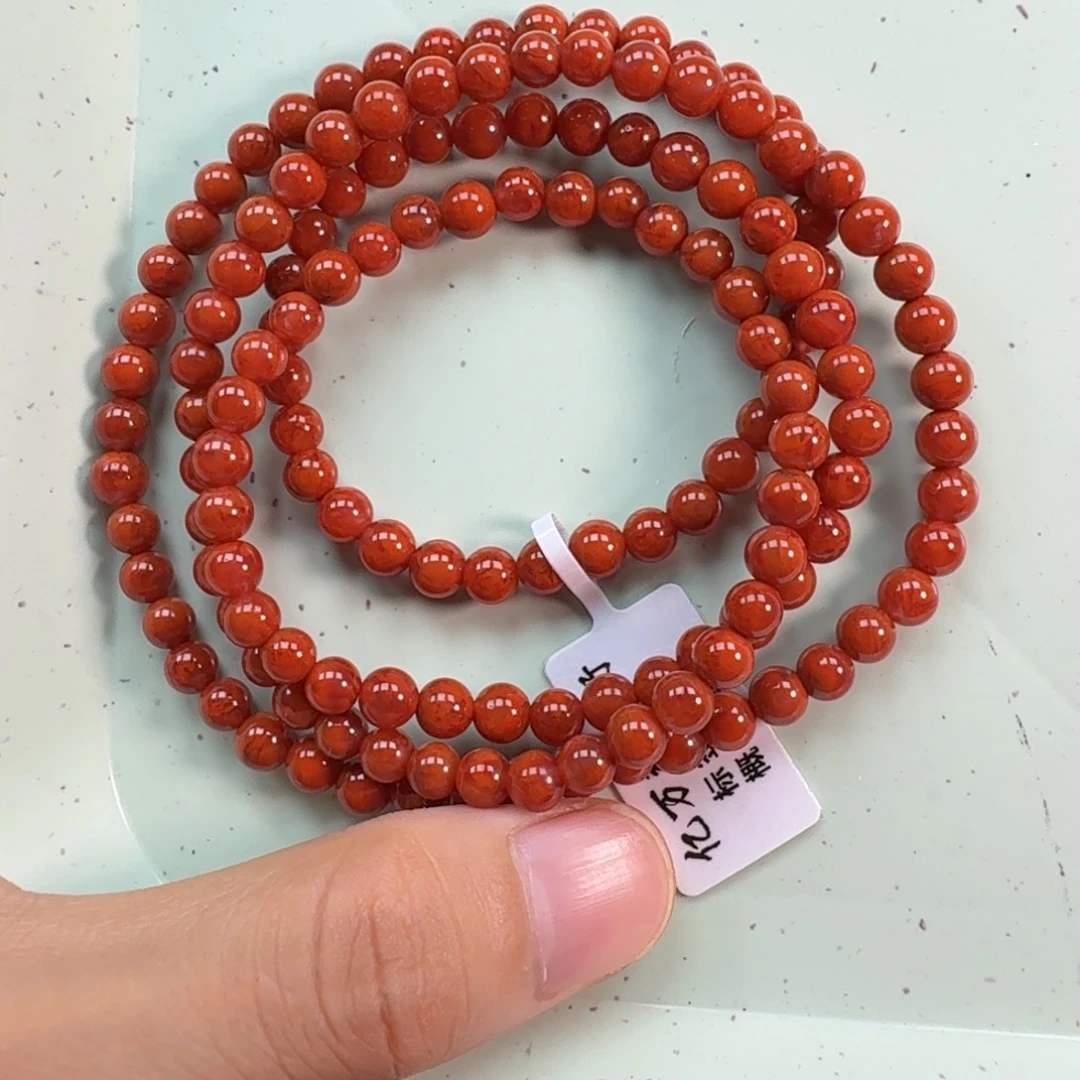 五***猫南红玛瑙未镶嵌手串5mm