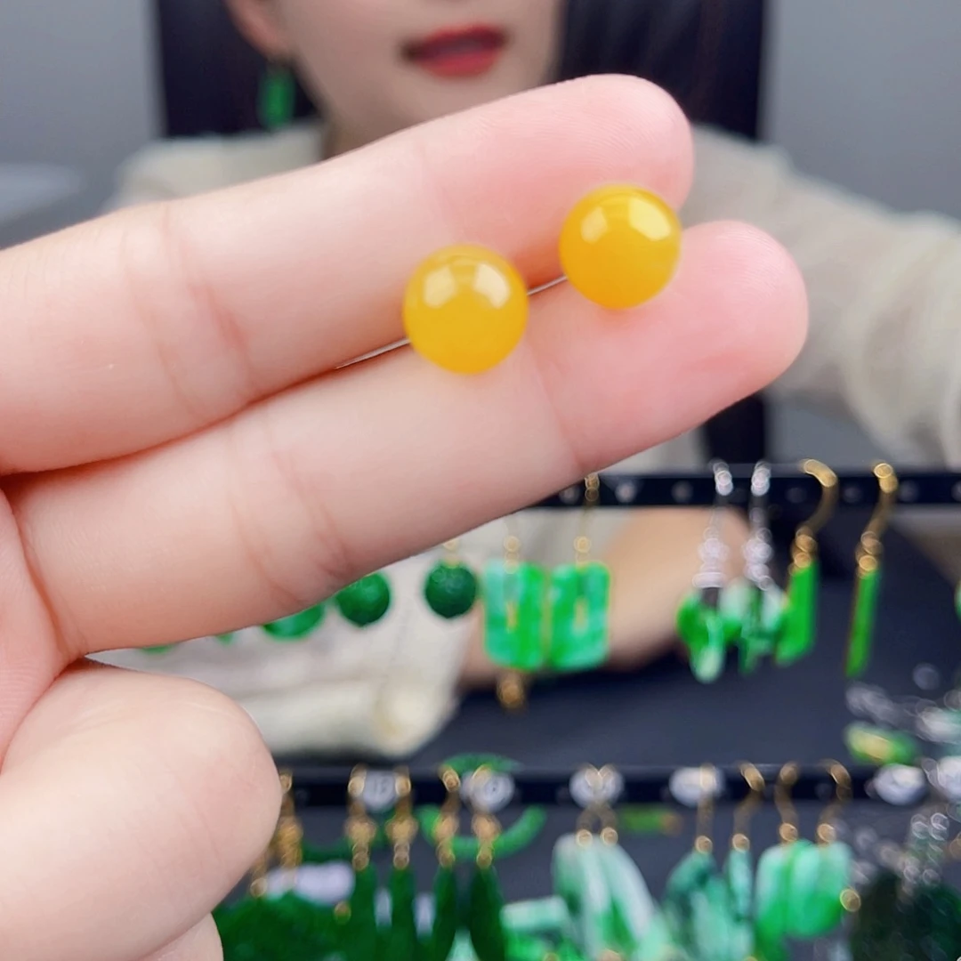 翡翠银S925镶嵌耳饰饰品