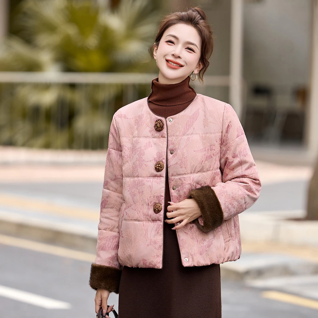 新中式国风复古提花羊毛棉服女2025冬新款小香风高端洋气短款外套