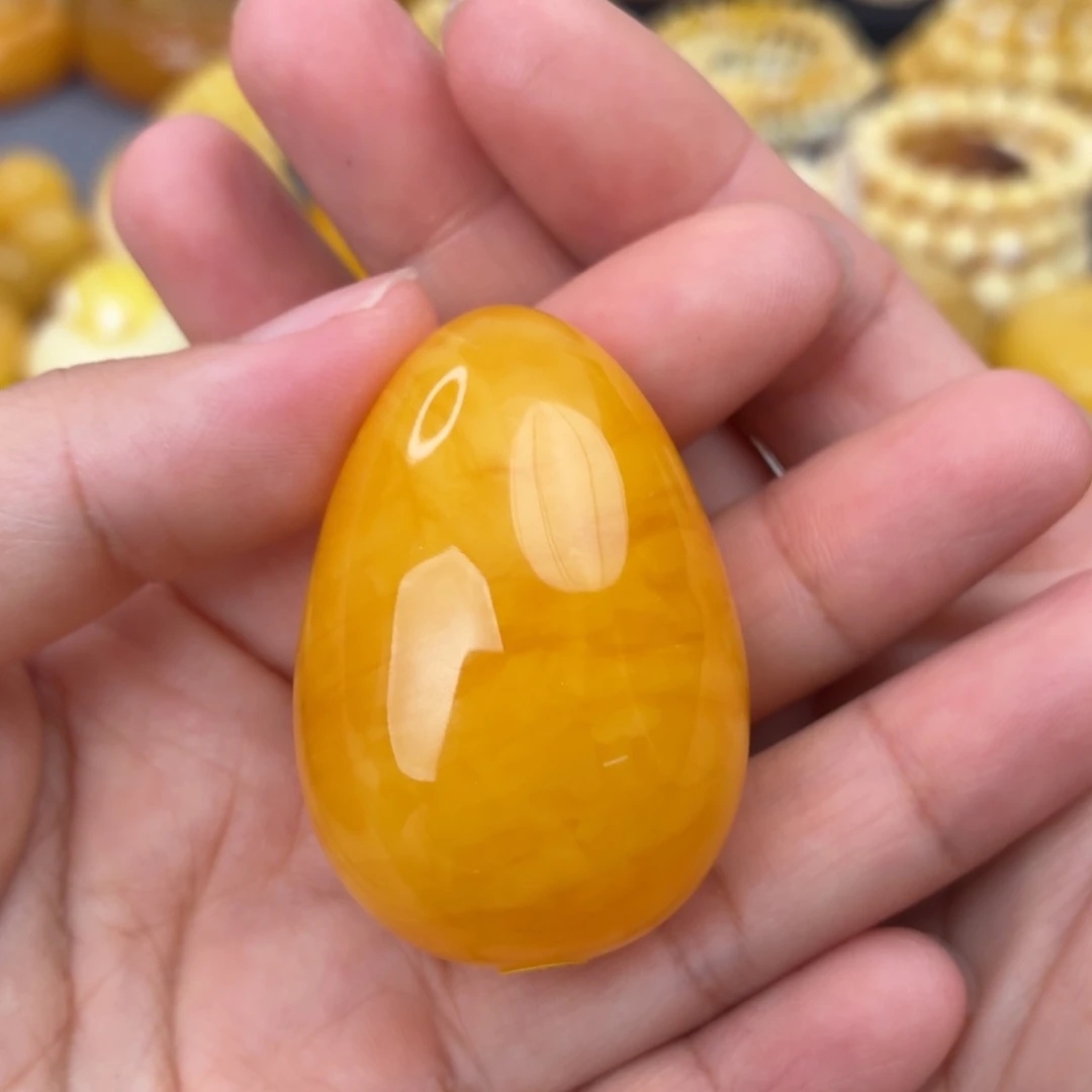 琥珀未镶嵌裸石橘红水滴