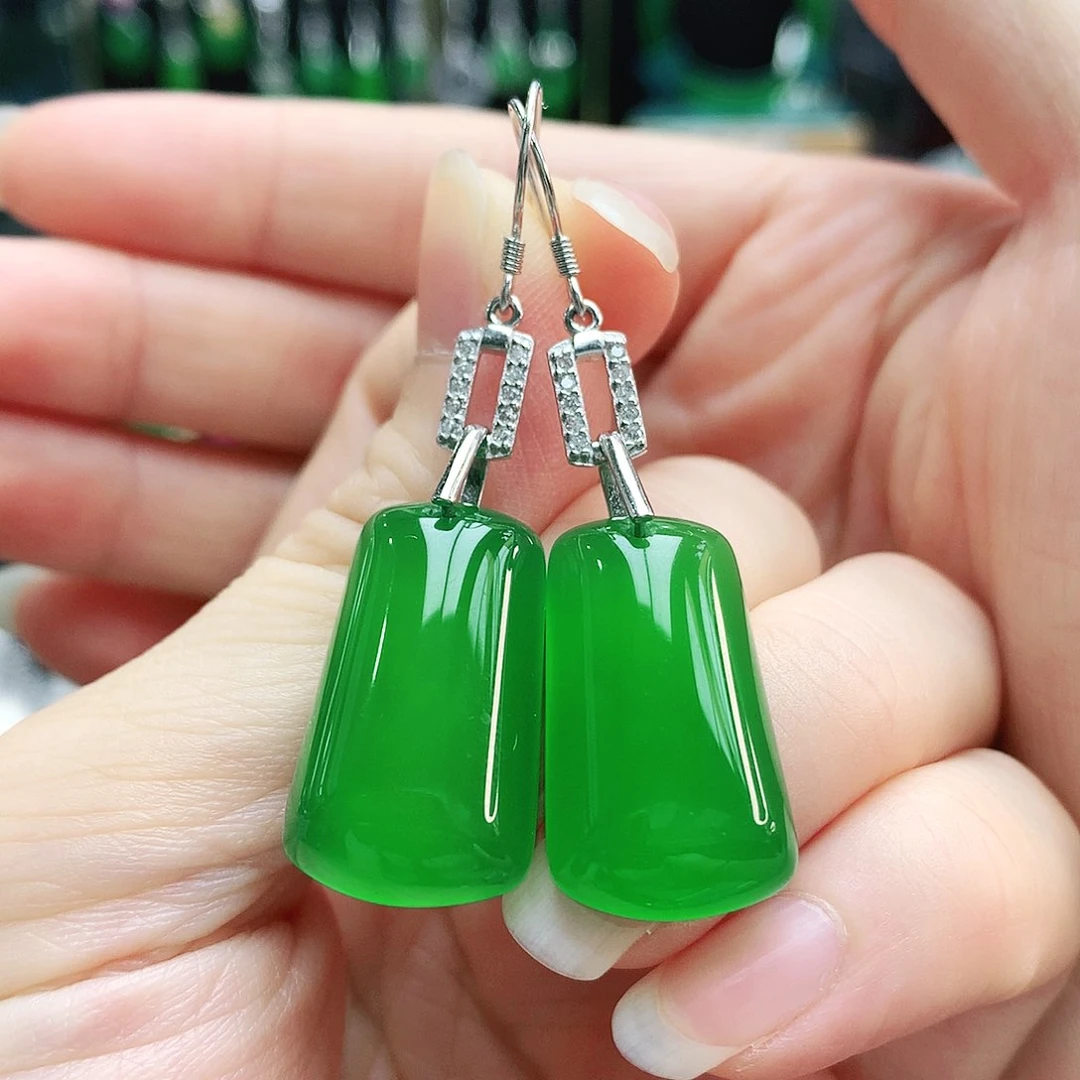 玛瑙/玉髓耳钉银S925镶嵌