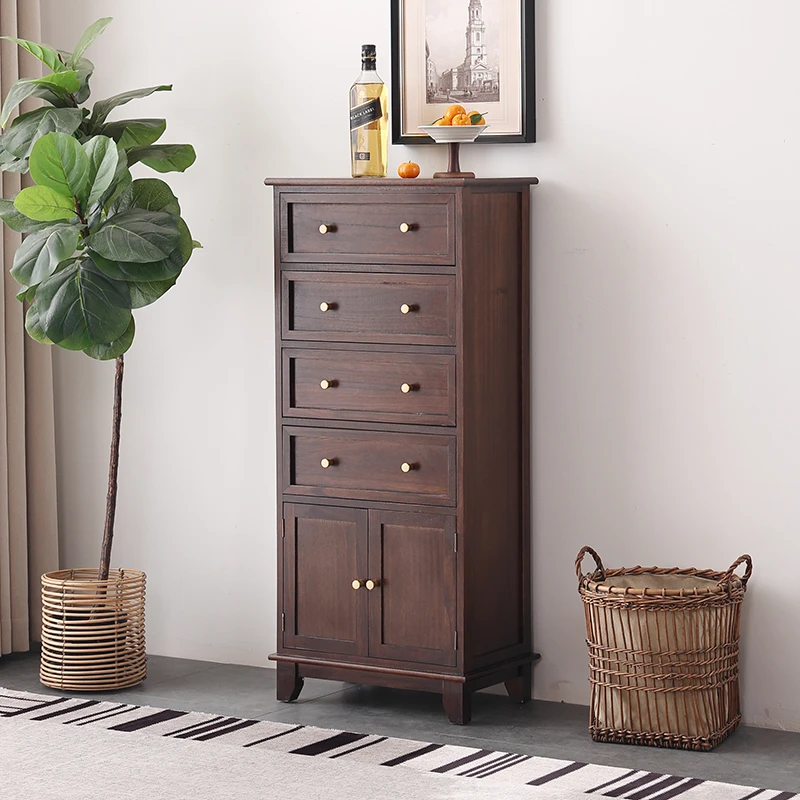 四斗双门斗柜美式新款复古实木多层玄关抽屉式多功能家用靠墙储物