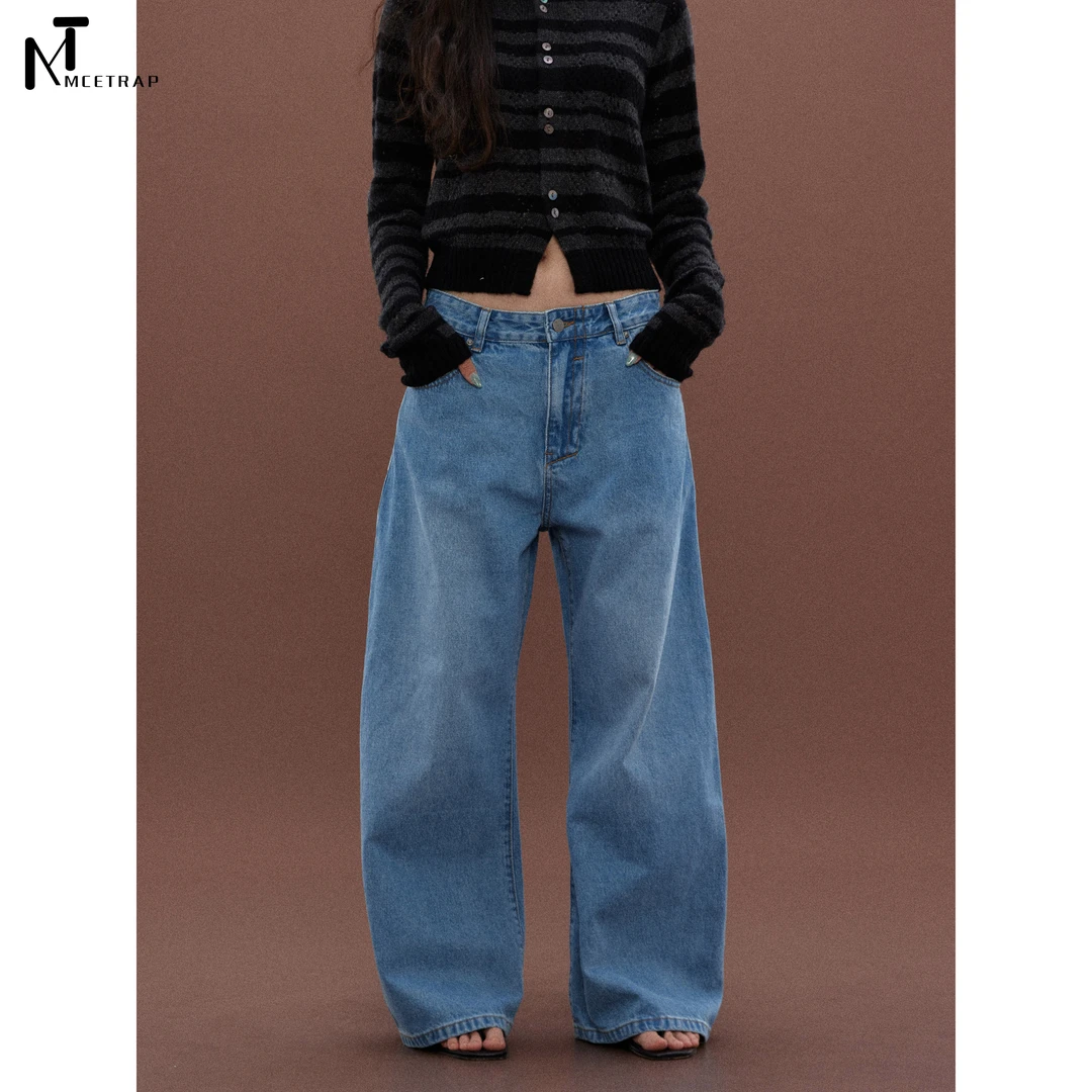 Mcetrap(MT)衣柜新宠 中腰经典复古基础百搭阔腿牛仔裤廓形休闲裤