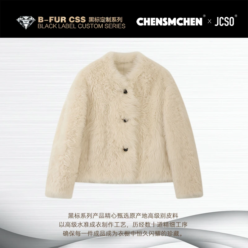 【CHENSMCHEN×JCSO】西班牙进口圆领两面穿托卡白色外套CdSU8536NL