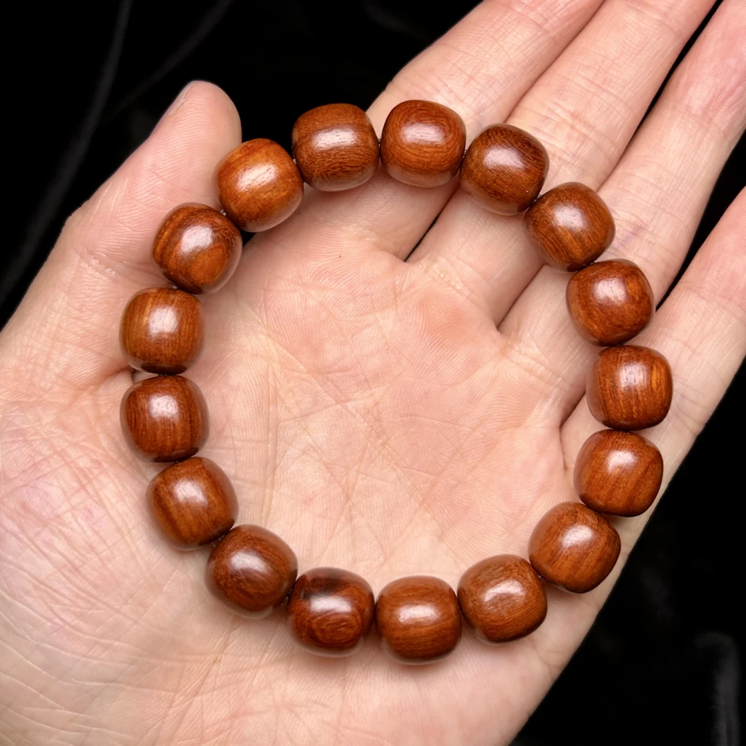 红檀桶珠手串-珠径约12mm【L062】