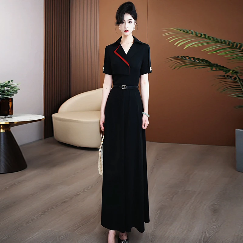 连衣裙2025夏季新款收腰显瘦端庄大气长裙103