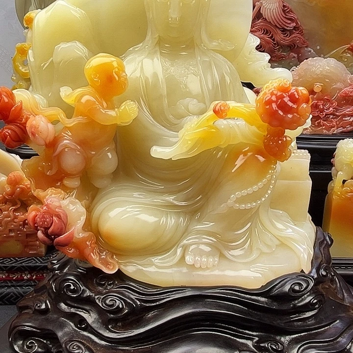 用***2寿山石观音摆件寿山石