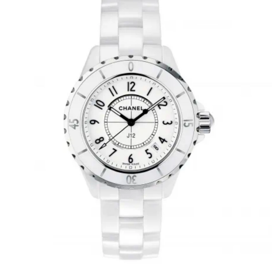 99新 Chanel/香奈儿 香奈儿J12系列 石英白色陶瓷33盘sh