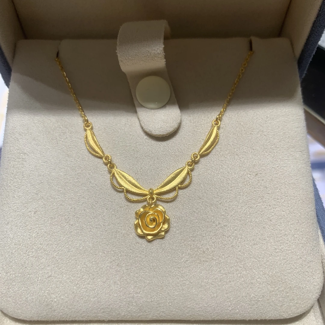 【不支持七天无理由退换】 5G工艺足金999复古玫瑰花套链