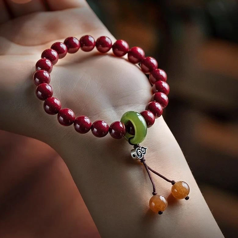 天然辰砂福一方葫芦朱砂跑环手串手链女款文艺风帝王砂手串