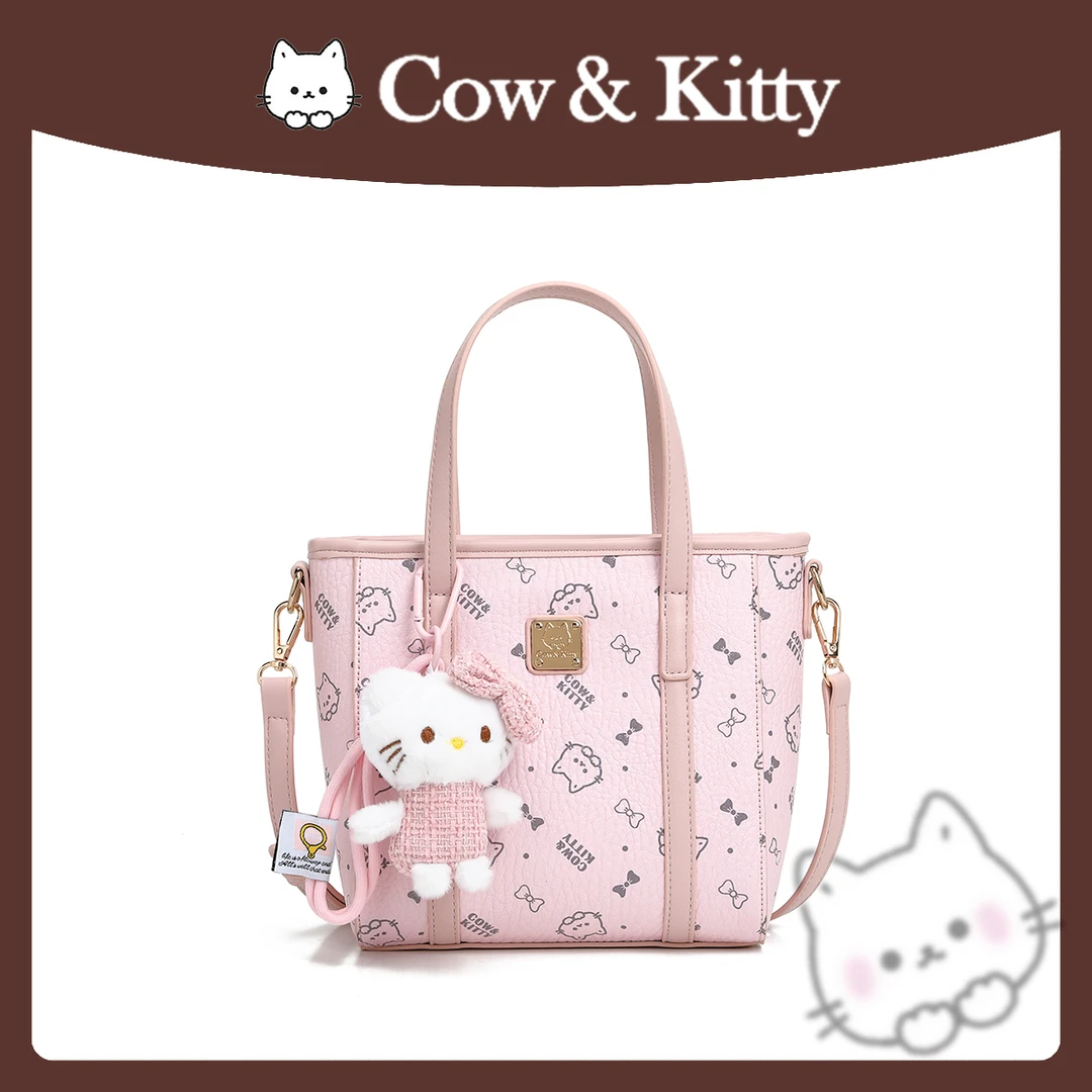 【刘叮当甄选】CowKitty/女士百搭布偶菜篮子手提单肩斜挎8005粉