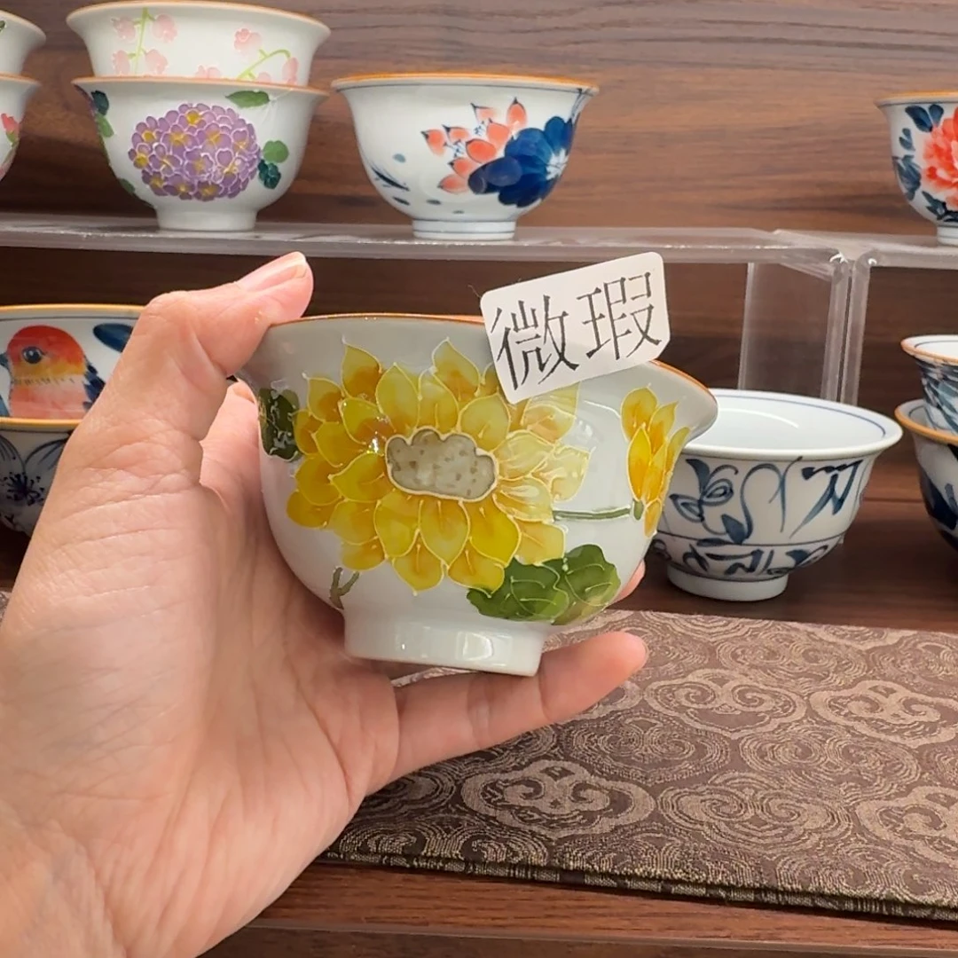釉下手绘茶具微瑕