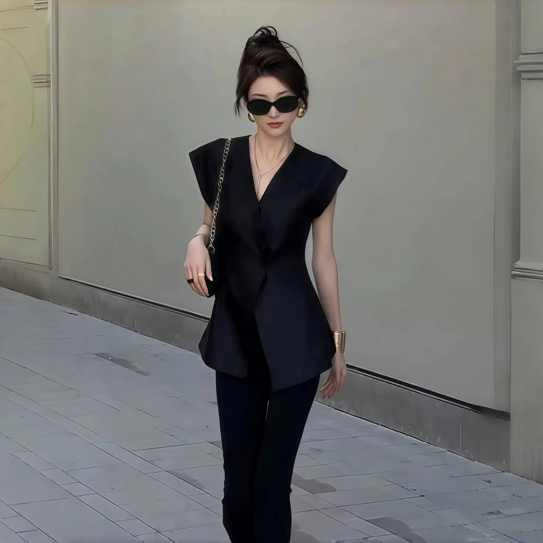 欧货时尚洋气时髦西装马甲女夏季新款薄款马夹无袖外搭高级感上衣