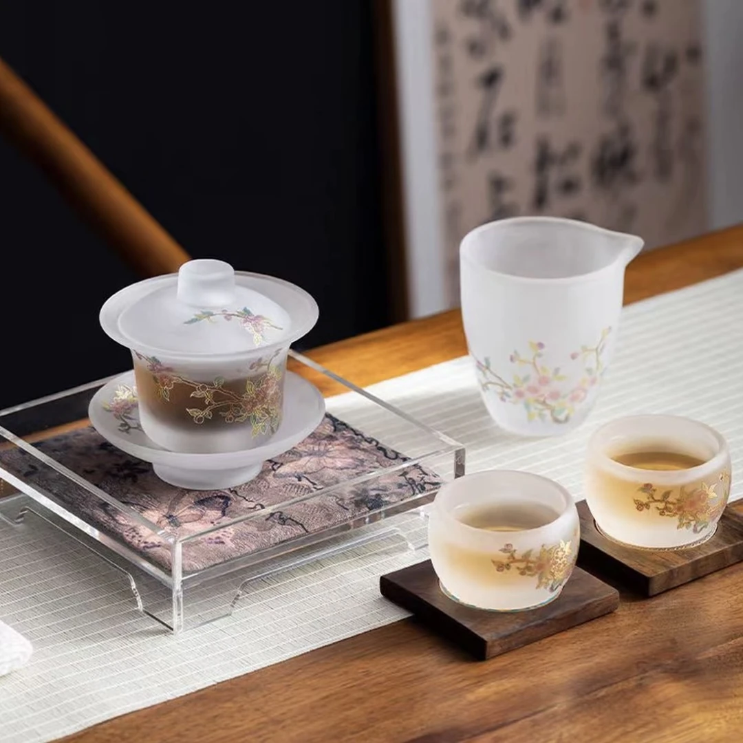 瓘玉桃李春风琉璃玉石茶具套组 1634