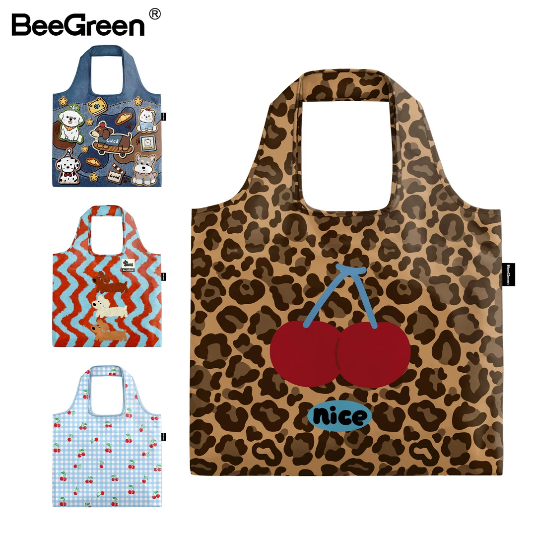 BeeGreen 肩背插画师联名购物袋大容量折叠超市环保防水万用袋01