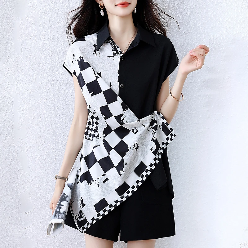 【女神新衣】2025夏季新款透气时尚宽松遮肉高级设计感轻奢衬衣