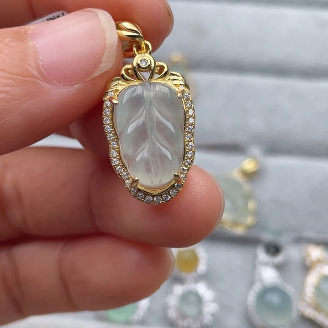 翡翠银S925镶嵌吊坠(不含链)