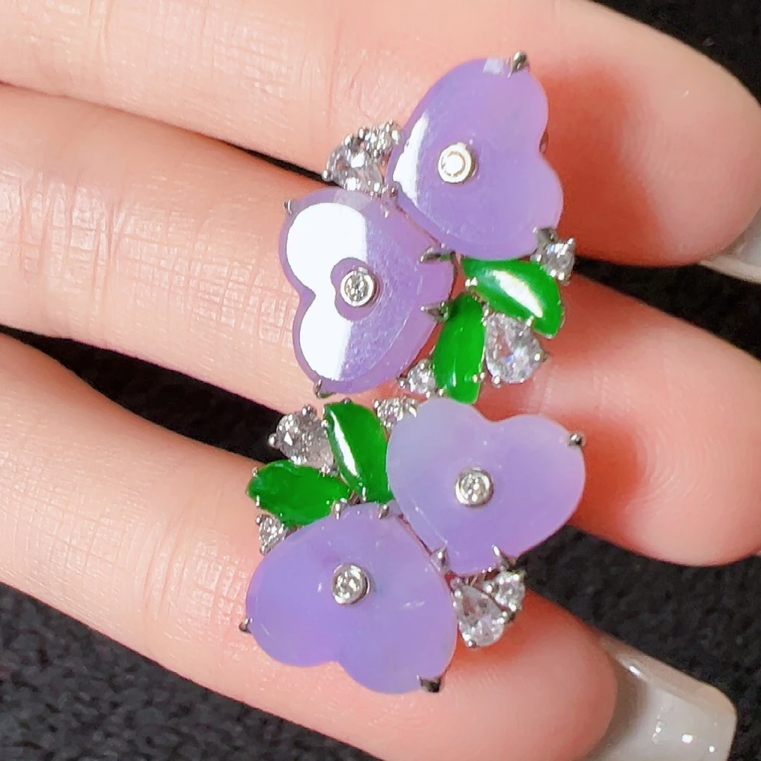 翡翠18K金镶嵌耳饰签收后24小时鉴赏期，过时不退