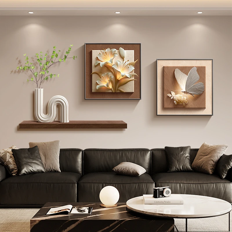 现代简约客厅装饰画高级感沙发背景墙壁画轻奢风入户餐厅组合挂画