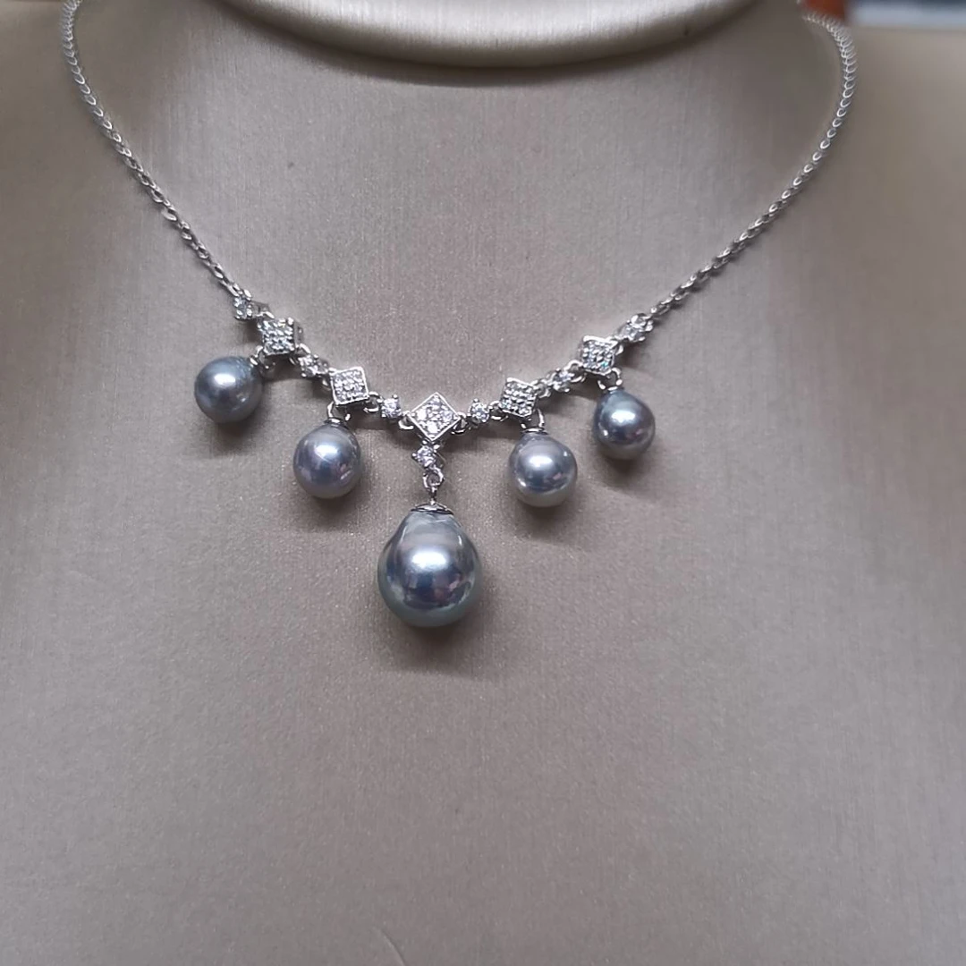 七***酱海水珍珠银S925镶嵌颈饰