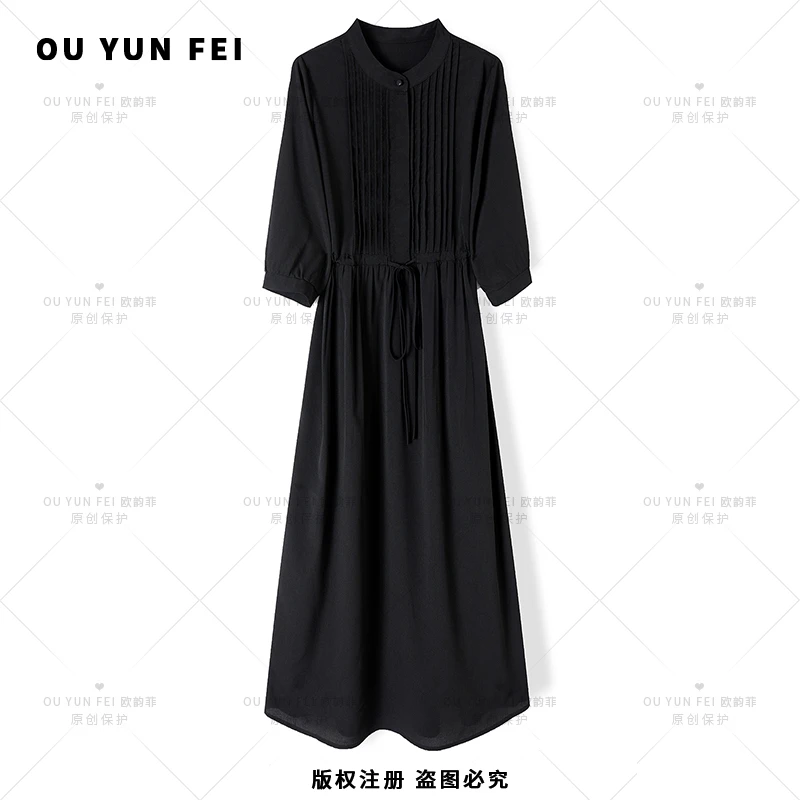 法式连衣裙女新款气质显瘦穿搭时尚洋气印花长裙AP1069