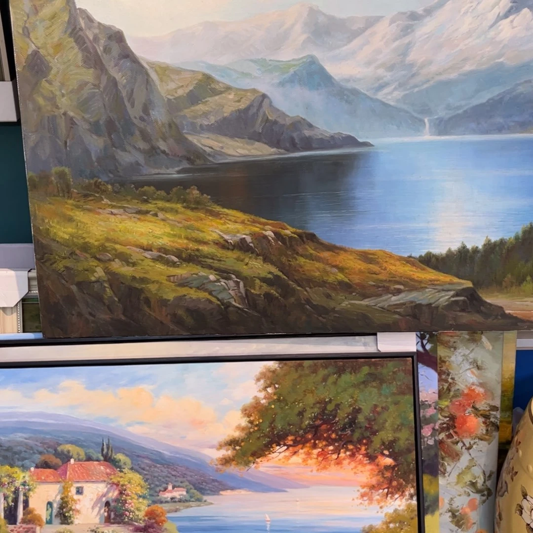 油画彩****界山水手绘油画