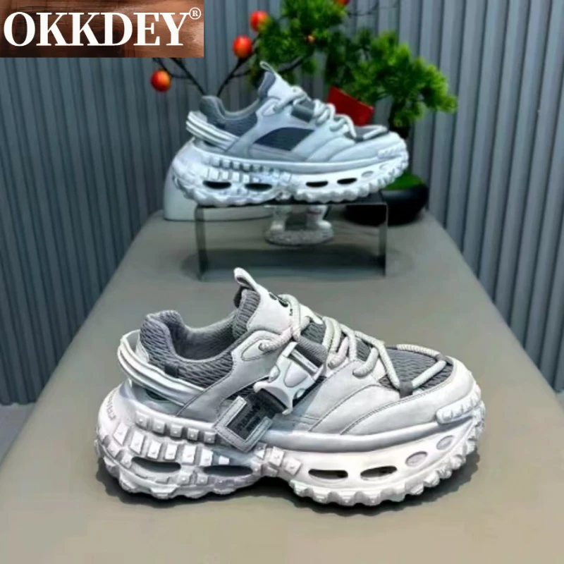 okkdey网面透气老爹鞋秋季厚底增高百搭时尚轻奢高级感休闲运动鞋