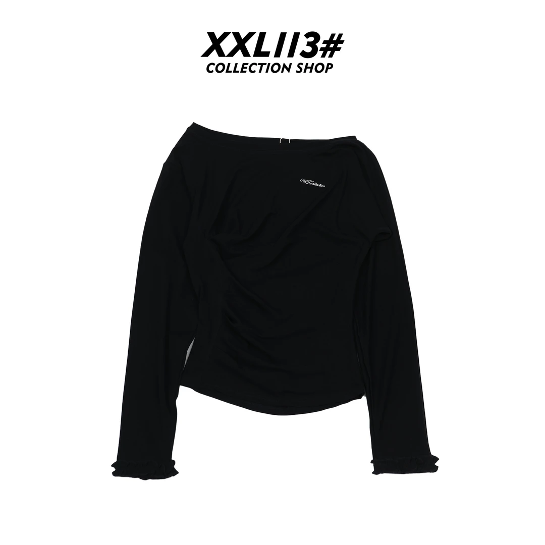 113* CENTRALIZED SHOP常规长袖圆领不褪色T恤黑色时尚X5F27G6513