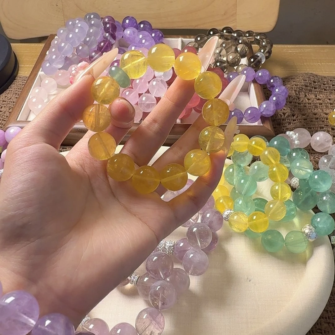 不***.烟晶手链未镶嵌拉丝黄金莹石15