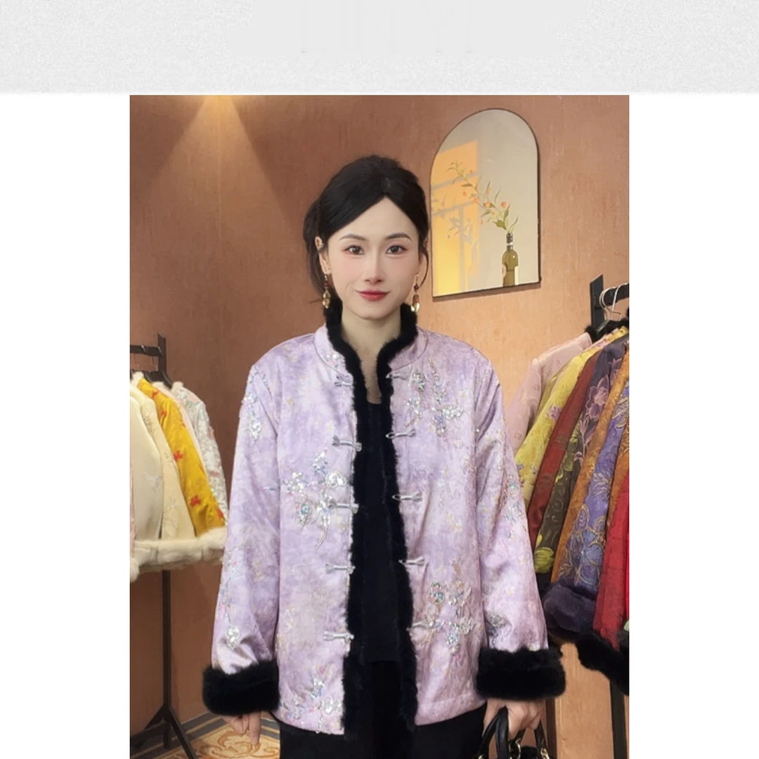 2900 水貂毛新中式外套时尚国风气质【加厚款】